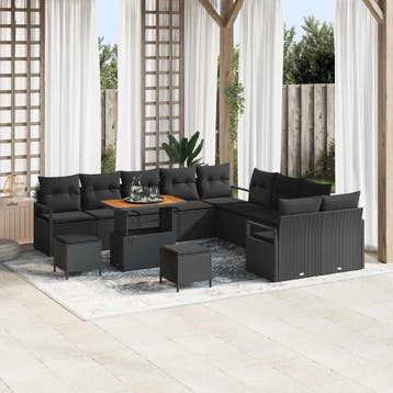 vidaXL Tuinbank Set 13 st 12-Aantal zitplaatsen Zwart, Verzenden, Nieuw