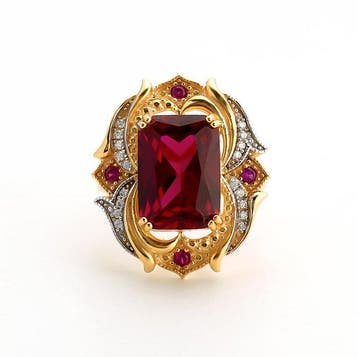 Zonder minimumprijs - Ring 18-karaats goudlaag, Zilver