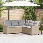 vidaXL Loungebank met kussens L-vormig poly rattan beige, Tuin en Terras, Verzenden, Nieuw