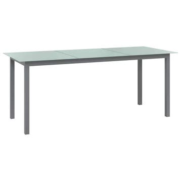 vidaXL Tuintafel 190x90x74 cm aluminium en glas lichtgrijs, Tuin en Terras, Verzenden, Nieuw