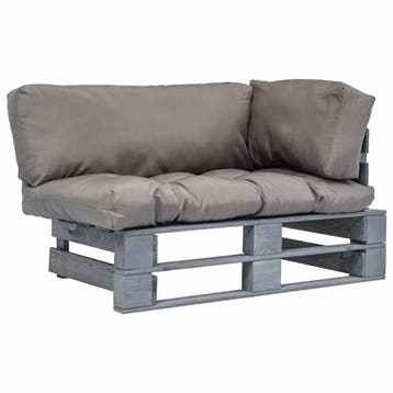 vidaXL Tuinbank pallet met grijze kussens grenenhout, Verzenden