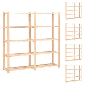 vidaXL Opbergrekken 5-laags 5 st 170x38x170 cm grenenhout, Verzenden
