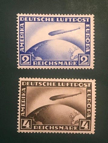 Duitse Rijk 1928 - Zeppelin : 2 en 4 Mark - MNH - Michel, Gestempeld