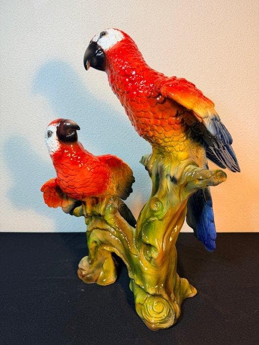 Ceramiche Boxer - Beeld, Papagaaien - 55 cm - Keramiek, Antiquités & Art, Antiquités | Verre & Cristal