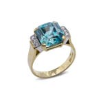 Ring Adamek 18kt goud Blauwe zirkonring met diamantaccenten, Nieuw