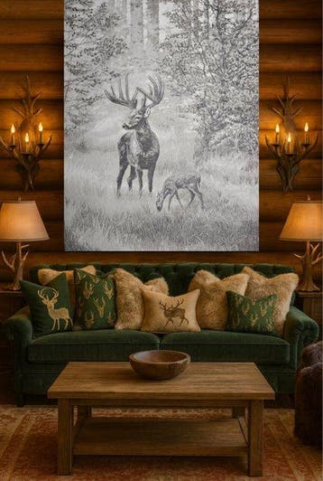 Exclusief alpaca jacquard-wandtapijt - 185 × 140 cm - Hert