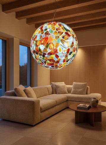 Plafondlamp - Muranoglas - Hanglamp 52 cm, Antiek en Kunst