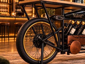 Bar - Mangowood, Metaal - Motor Wijnbar Tafel