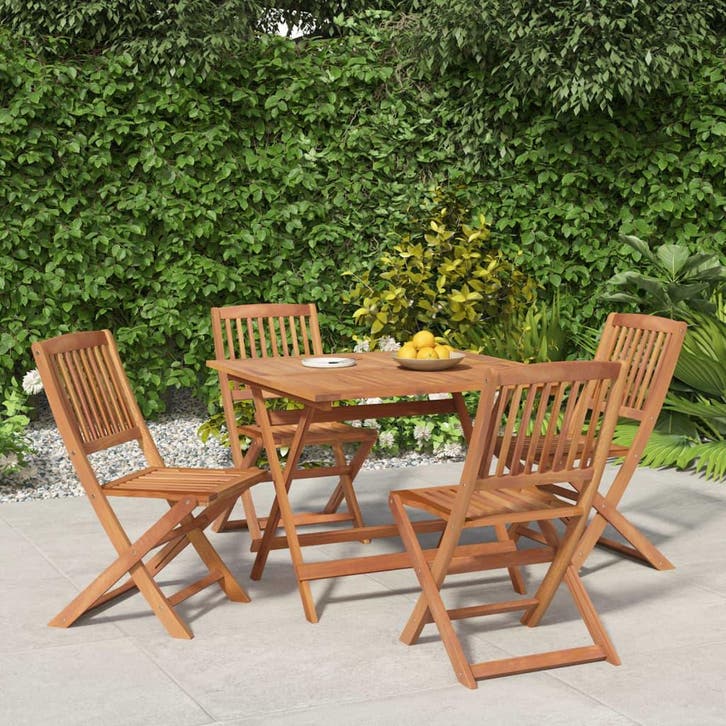 vidaXL 5-delige Eethoek massief acaciahout, Tuin en Terras, Tuinsets en Loungesets, Nieuw, Verzenden