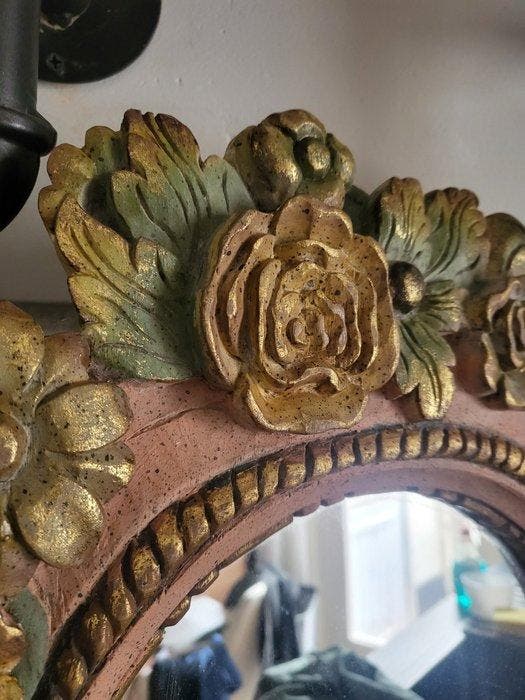 Miroir - Bois - miroir de style baroque, Antiquités & Art, Curiosités & Brocante