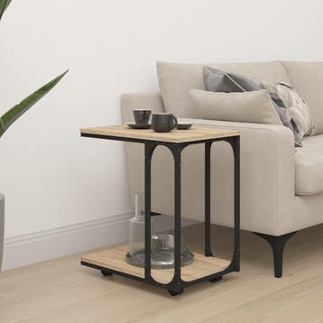 vidaXL Bijzettafel met wieltjes 50x35x55,5 cm hout sonoma, Verzenden, Nieuw