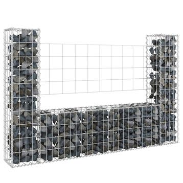 vidaXL Schanskorf U-vormig met 2 palen 140x20x100 cm ijzer, Verzenden