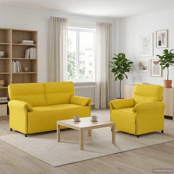 vidaXL bank / zetelstel 2 st Licht Geel Stof, Huis en Inrichting, Verzenden, Nieuw