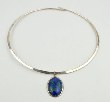 Natuurlijke Blauwe Chrysocolla Hanger Chokerketting -