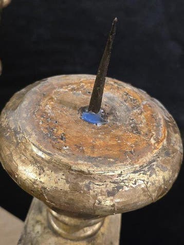Kaarsenhouder (2) - Verguld hout - Met ijzeren