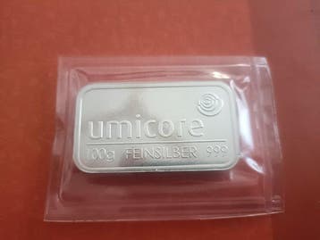 100 gram - Zilver .999 - Umicore, Belgium (Zonder, Postzegels en Munten