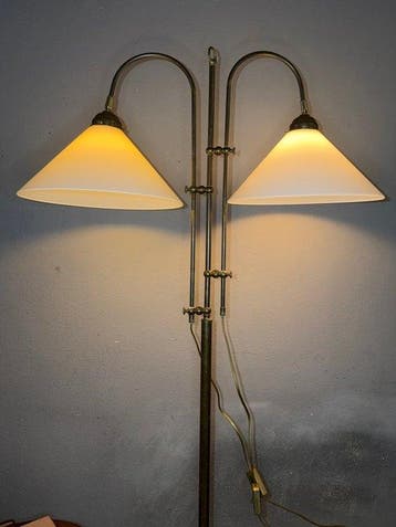Staande lamp - Messing, Glas, Brons - Verstelbaar tot 175