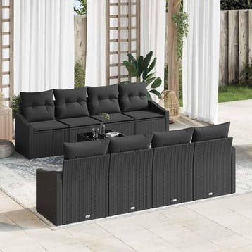 vidaXL Bankstel 7 st Zwart poly rattan, Verzenden, Nieuw
