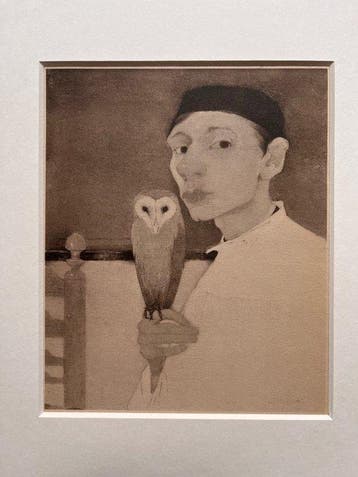 Jan Mankes (1889-1920) - Zelfportret met Uil, Antiek en Kunst