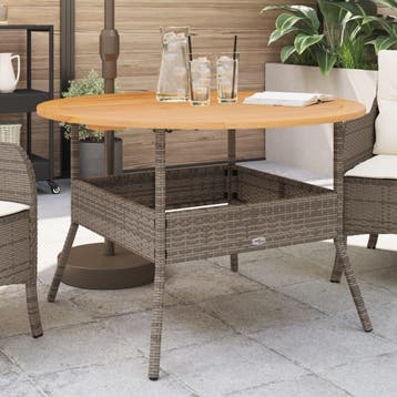 vidaXL Tuintafel met acaciahouten blad Ø110x71 cm poly, Verzenden, Nieuw