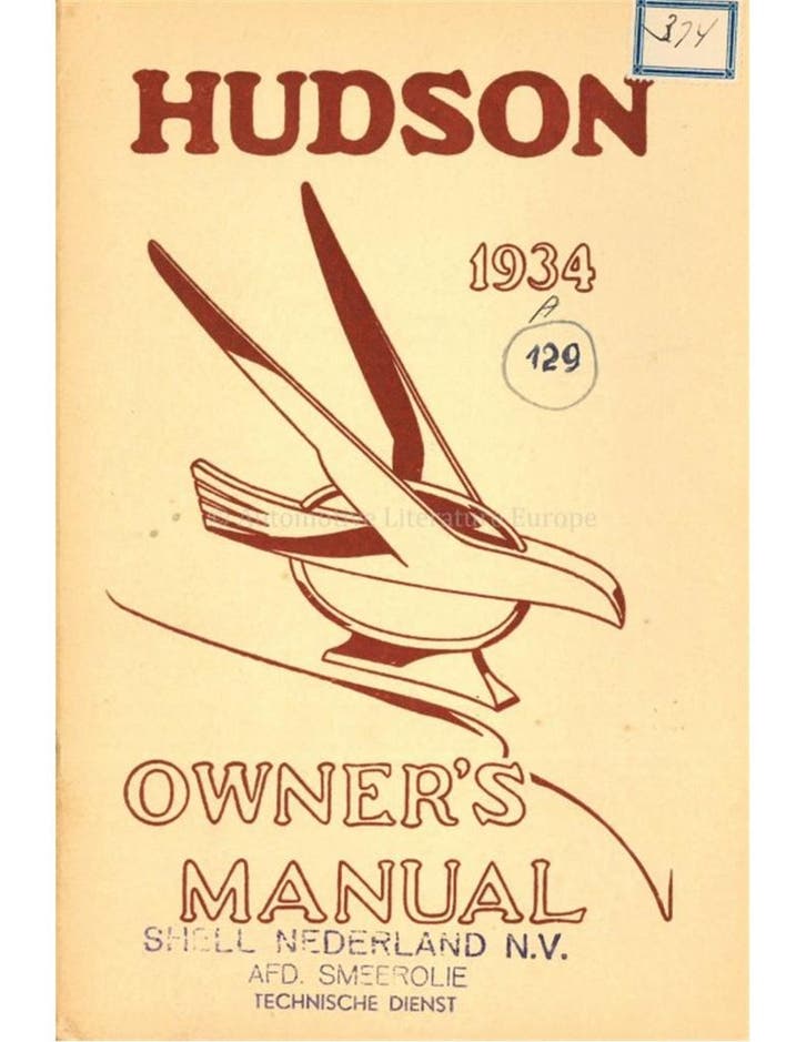 1934 HUDSON EIGHT INSTRUCTIEBOEKJE ENGELS, Autos : Divers, Modes d'emploi & Notices d'utilisation, Enlèvement ou Envoi
