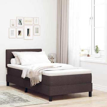 vidaXL Boxspring bed met hoofdeinde Donkerbruin 90 x 190 cm, Verzenden, Nieuw
