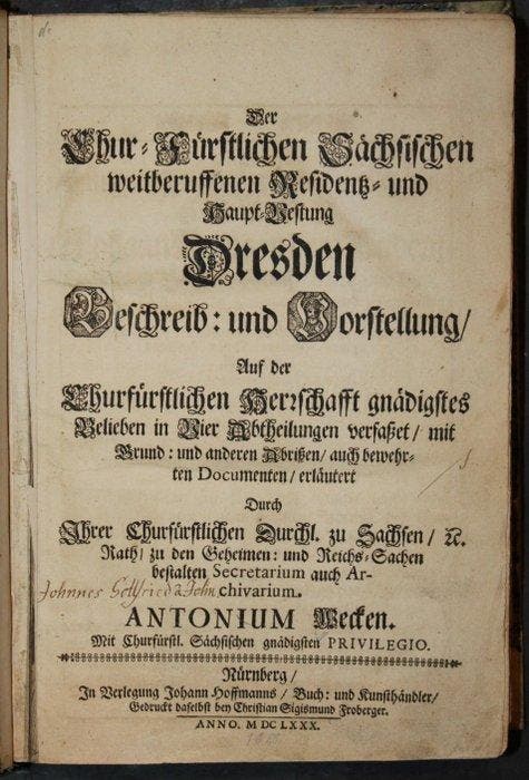 Antonium Wecken - Der Chur-Fürstlichen Sächsischen, Antiquités & Art, Antiquités | Livres & Manuscrits