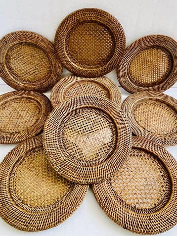 Tafelservies voor 12 - Rattan - Grote rotan tafelset -