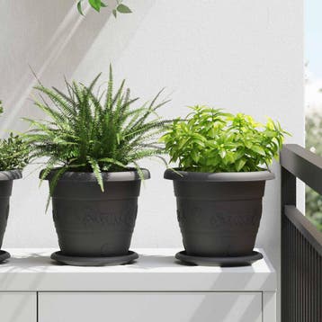 vidaXL Plantenpotten 24 st Zwart Ø 22 x 18 cm Kunststof, Verzenden