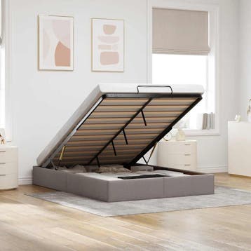 vidaXL Bedframe zonder matras 140x200 cm stof taupe, Verzenden