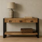 Mangohout Sidetable Britt 150 cm, Verzenden, Nieuw, Overige houtsoorten, Industriële meubels