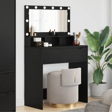 vidaXL Slaapkamer Toilet Tafels Zwart 80 x 39,6 x 135 cm, Huis en Inrichting, Tafels | Kaptafels, Verzenden, Nieuw