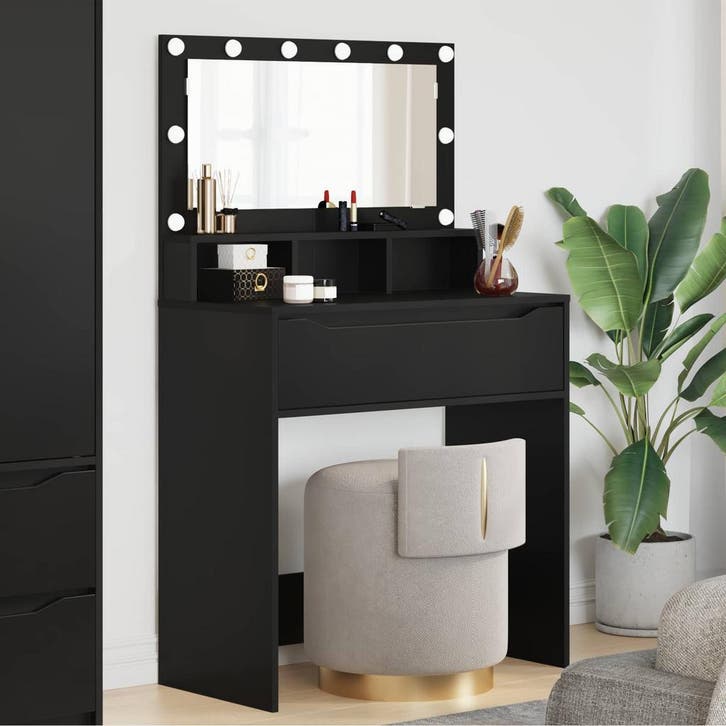 vidaXL Slaapkamer Toilet Tafels Zwart 80 x 39,6 x 135 cm, Huis en Inrichting, Tafels | Kaptafels, Nieuw, Verzenden