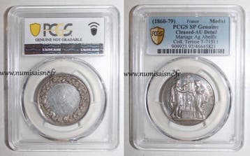 France Hochzeitsmedaille – Christliche Ehe 1860 79 Teriss., Verzenden
