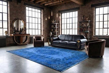 Bleu vintage - Tapis - 295 cm - 170 cm -  fait main