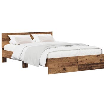 vidaXL Bedframe met Hoofdbord Oud hout 140 x 190 cm Bewerkt, Verzenden, Nieuw