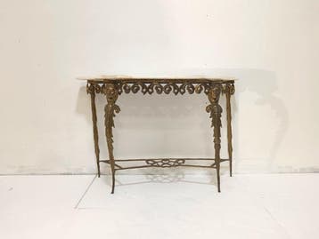 Wandtafel - Verguld brons - Console met marmeren blad