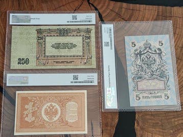Russie. - 3 slabbed banknotes - 1898/1918 - Pick S414c, 15,