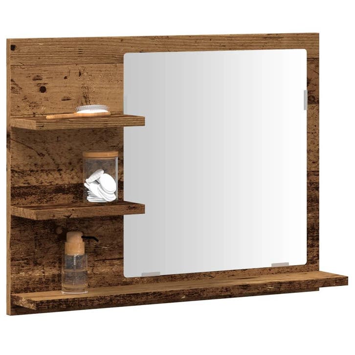 vidaXL Badkamerspiegelkast 60x10,5x45 cm oud houtkleurig, Huis en Inrichting, Tafels | Kaptafels, Nieuw, Verzenden
