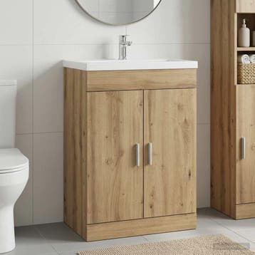 vidaXL Badkamer Onder Het Wastafel Kast Artisanaal eiken, Huis en Inrichting, Verzenden, Nieuw
