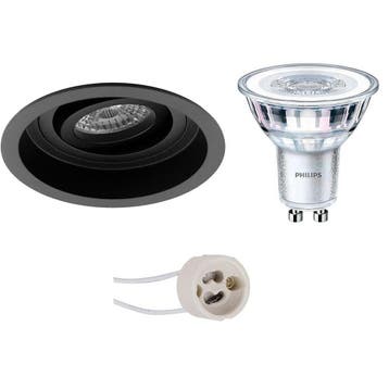 Kantelbare LED Spot Set 3W - Ronde Inbouwspot Mat Zwart, Dim, Verzenden