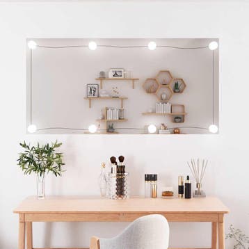 vidaXL Wandspiegel met LEDs rechthoekig 50x100 cm glas, Verzenden, Nieuw