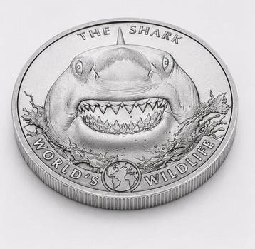 Congo. 20 Francs 2026 – Shark – World’s Wildlife – 1 oz