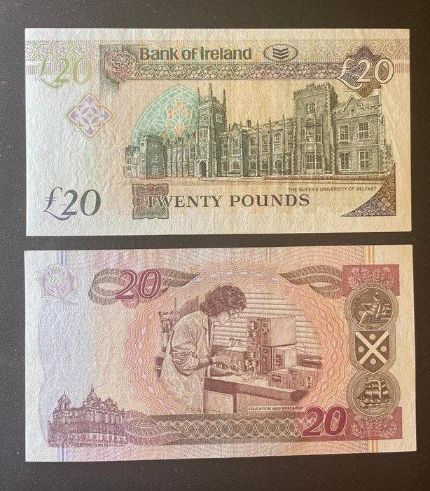 Schotland, Ierland. - 2 x 20 Pounds - various dates - Pick, Timbres & Monnaies, Billets de banque | Europe | Billets non-euro