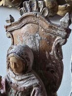 Beeld, Sedes Sapientiae - 22.8 cm - Polychroom hout, Antiek en Kunst