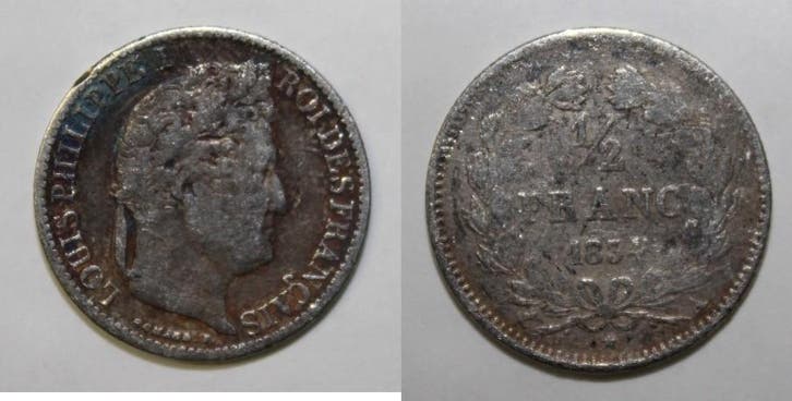 France Frankreich Km 741 1/2 Franc 1834 A Paris Typ Louis..., Timbres & Monnaies, Monnaies | Europe | Monnaies non-euro, Envoi