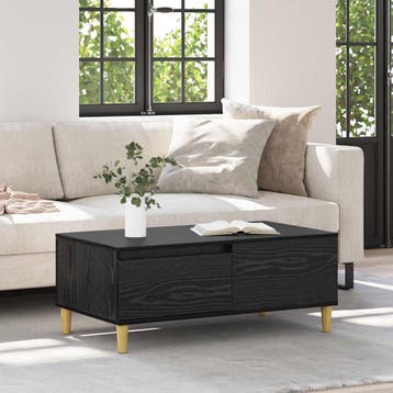 vidaXL Salontafel Zwart Eiken 90 x 50 x 35 cm Bewerkt hout, Huis en Inrichting, Tafels | Salontafels, Verzenden, Nieuw