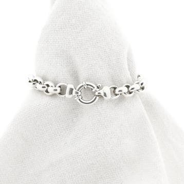 Zilveren jasseronschakel armband | 20,5 cm (Schakelarmband), Handtassen en Accessoires, Armbanden, Ophalen of Verzenden, Gebruikt