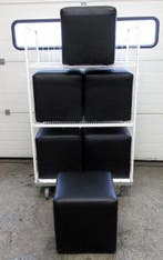 Hocker, Poef, zwart kunstleer, B40 x D40 x H40 cm, Nieuw in verpakking