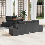 vidaXL Tuin Eettafel Set met kussen 6 pcs Zwart en Bruin, Verzenden, Nieuw